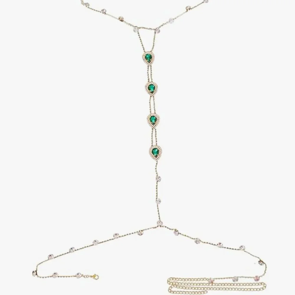 Rhinestone Harness Body Chain for Men